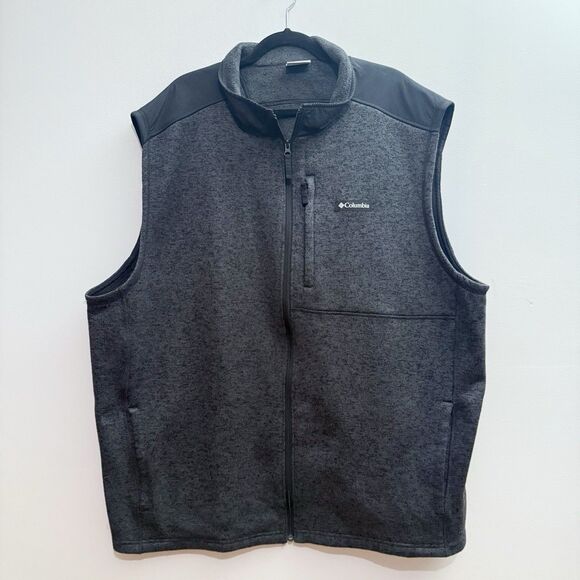 Columbia men’s 4XT Tall steens mountain fleece charcoal gray fleece zip up vest - Picture 1 of 7